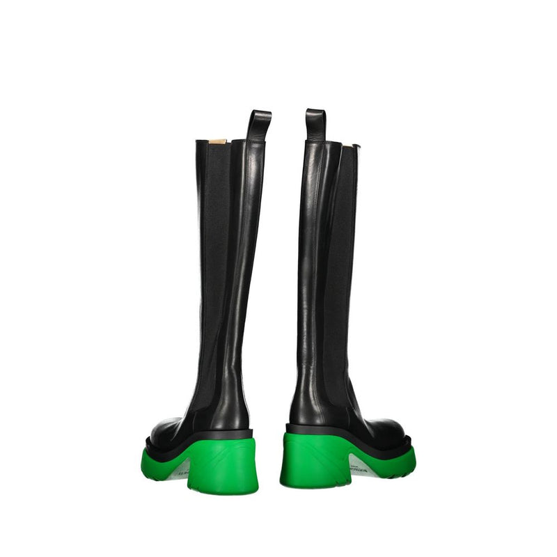 Bottega Veneta Black Leather Over The Knee Boots