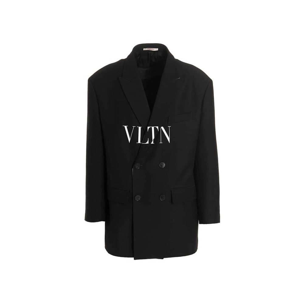 Valentino Black Silk Blazer for Men - Elegant Double-Breasted Design