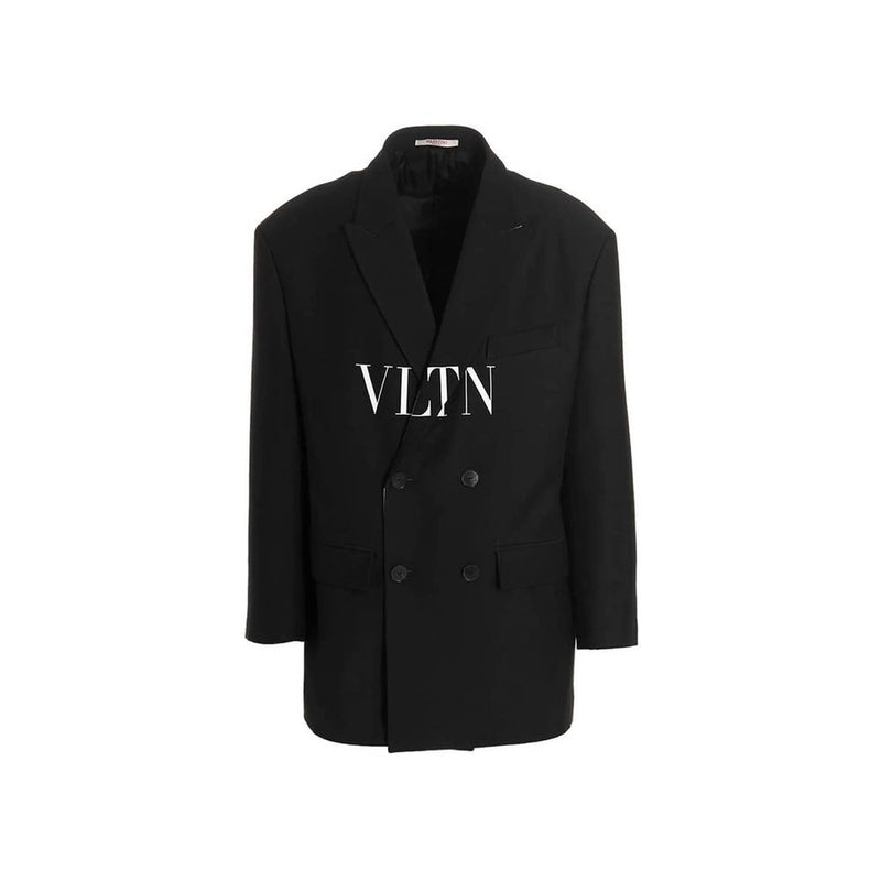 Valentino Black Silk Blazer for Men - Elegant Double-Breasted Design