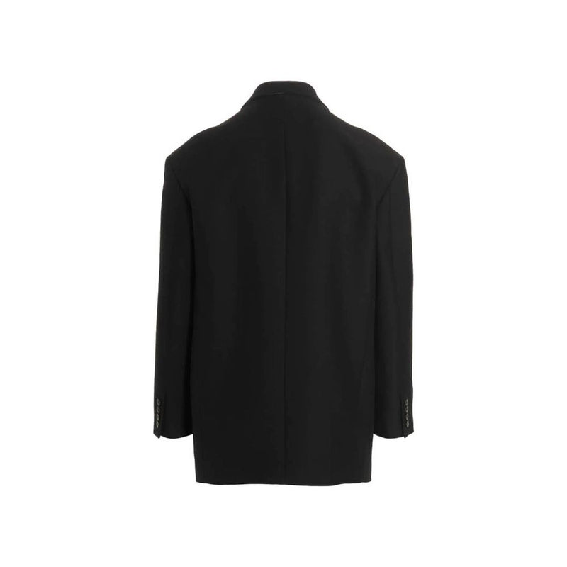 Valentino Black Silk Blazer for Men - Elegant Double-Breasted Design