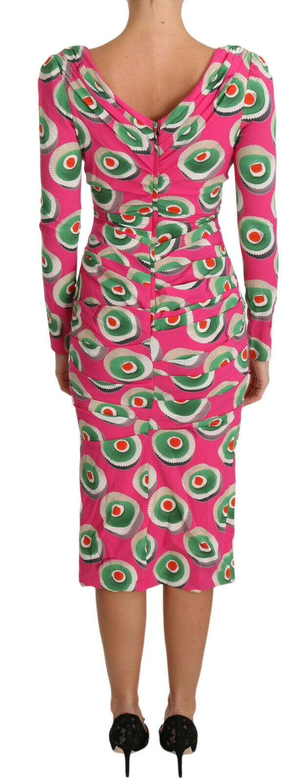 Robe moulante en soie rose à motif Cup Cake de Dolce &amp; Gabbana
