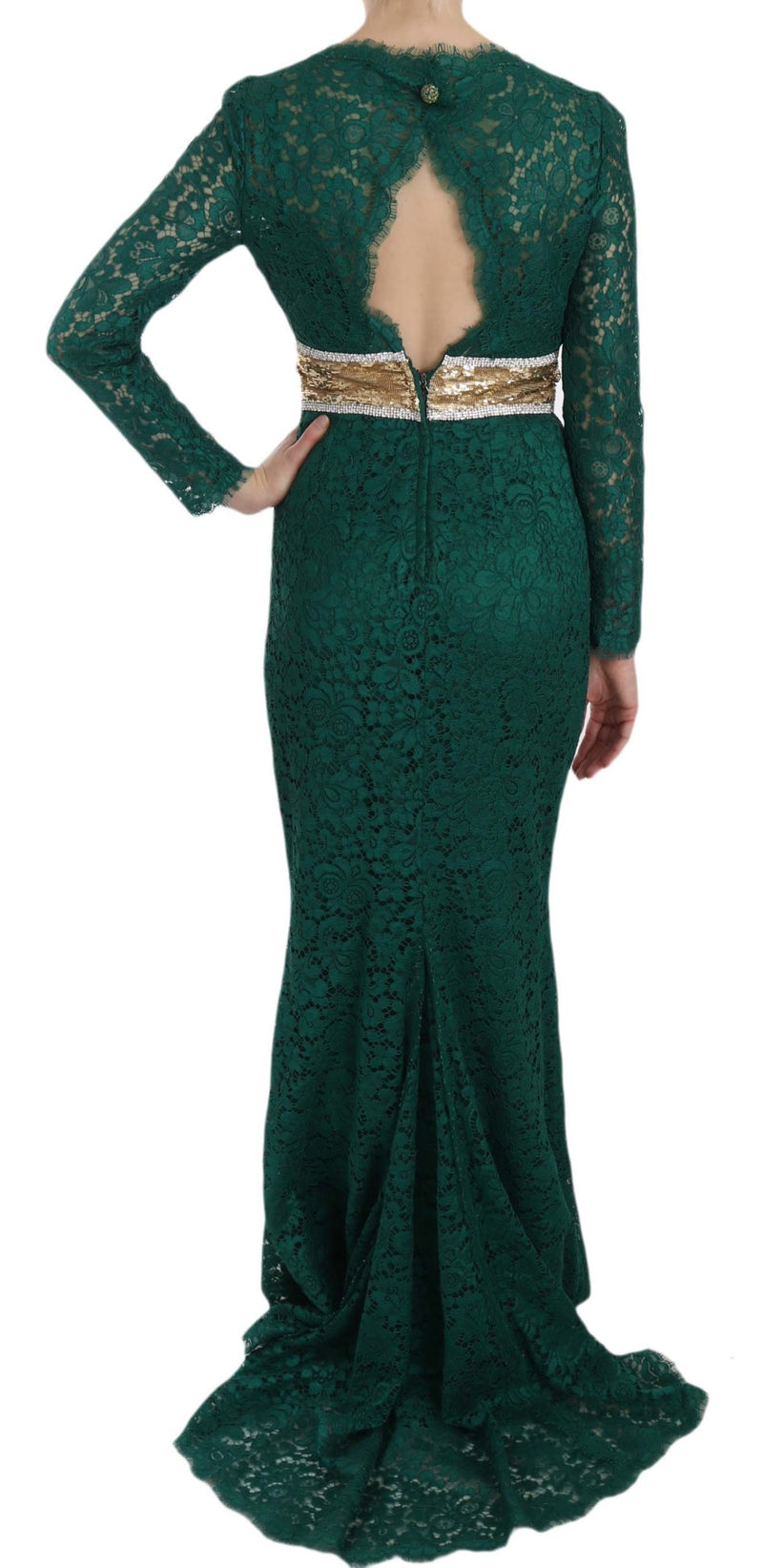 Robe-fourreau en dentelle avec ceinture dorée à cristaux de Dolce &amp; Gabbana
