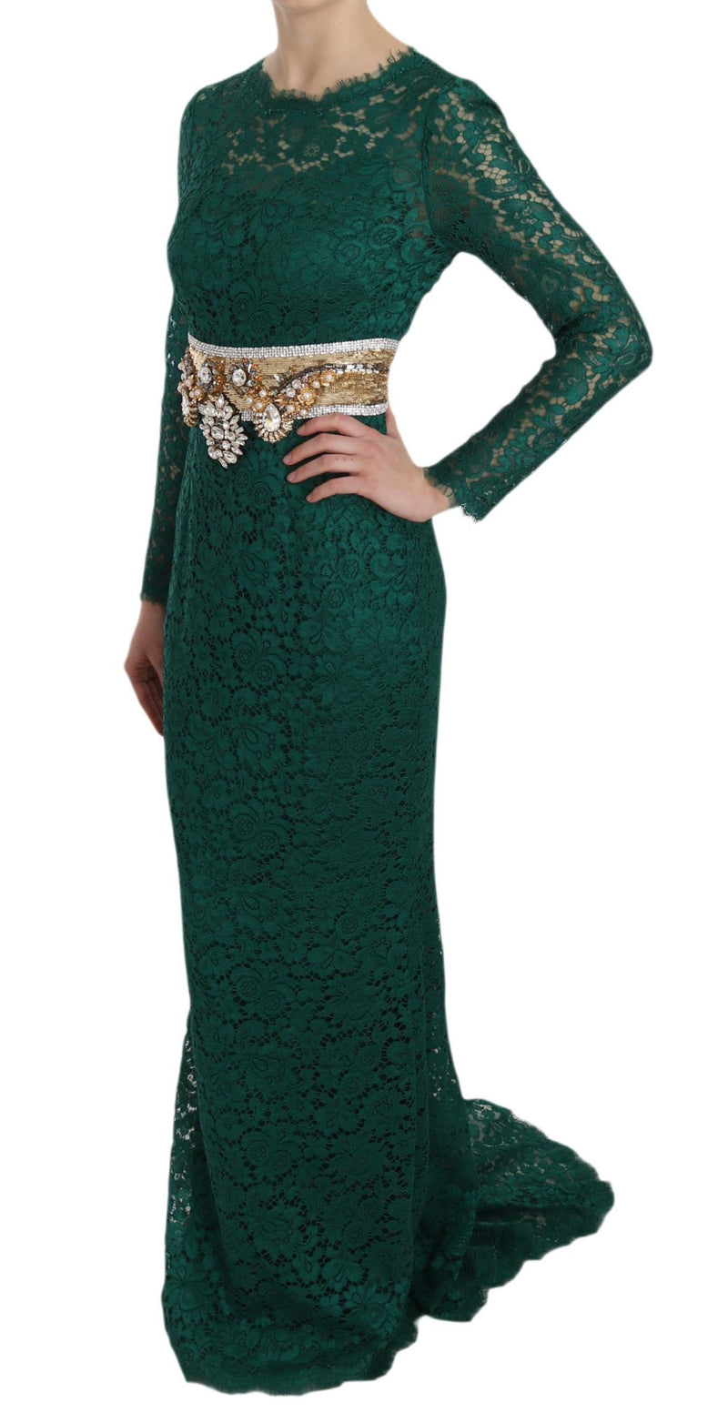 Robe-fourreau en dentelle avec ceinture dorée à cristaux de Dolce &amp; Gabbana
