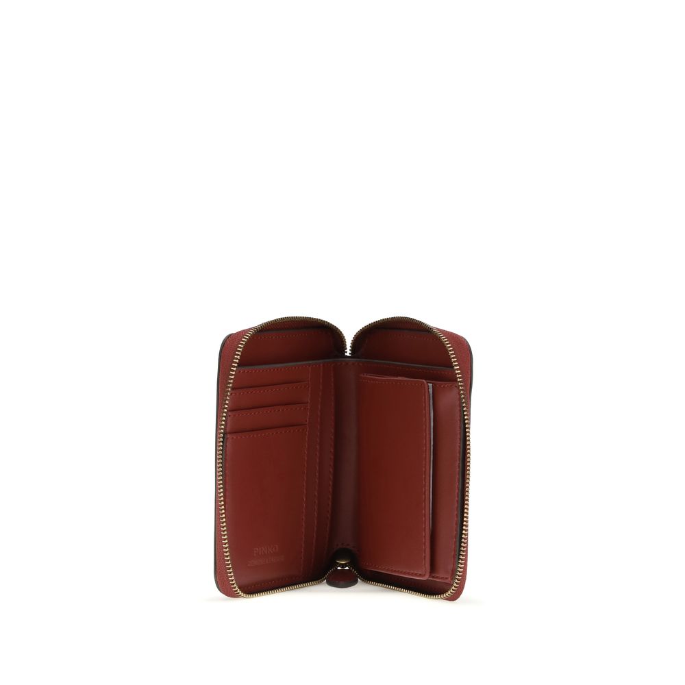 PINKO Bordeaux Calf Leather Bos Taurus Wallet - Élégance et Praticité