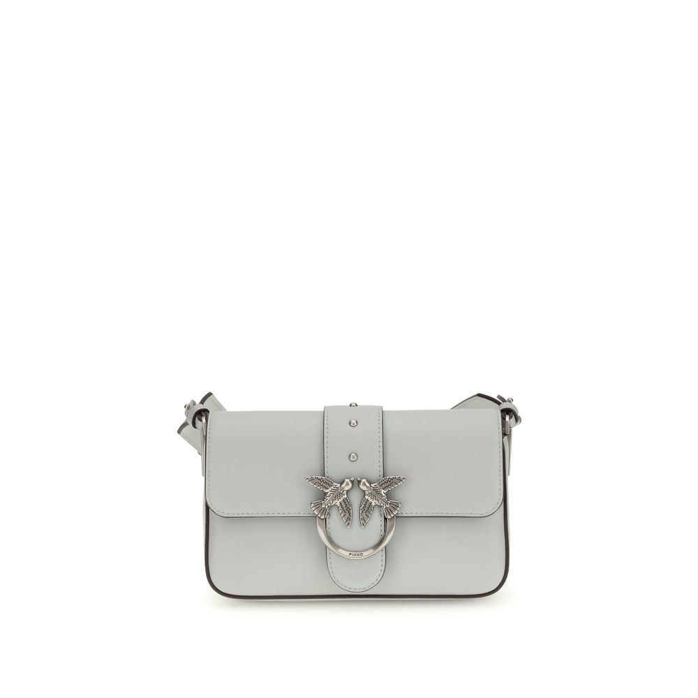 PINKO Mini Love Gray Calf Leather Shoulder Bag