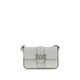 PINKO Mini Love Gray Calf Leather Shoulder Bag