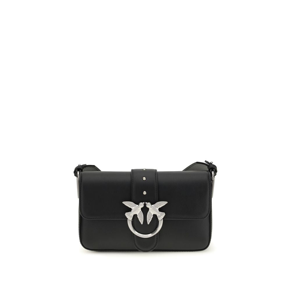 PINKO Mini Love Black Calf Leather Shoulder Bag
