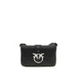 PINKO Black Calf Leather Bos Taurus Shoulder Bag