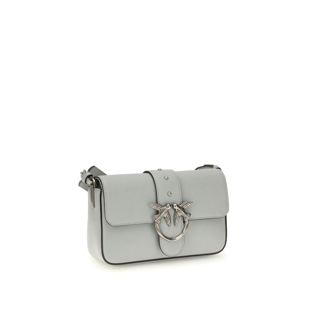 PINKO Mini Love Gray Calf Leather Shoulder Bag