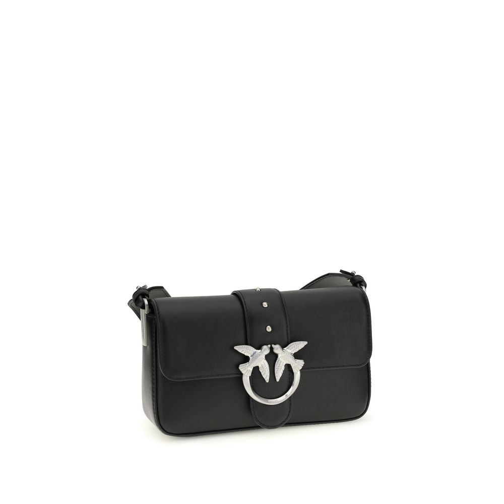 PINKO Mini Love Black Calf Leather Shoulder Bag