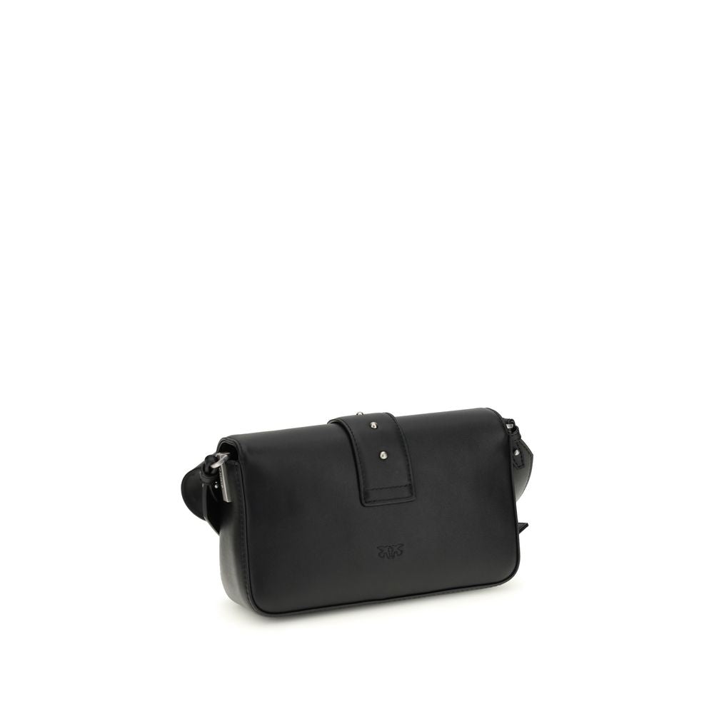 PINKO Mini Love Black Calf Leather Shoulder Bag