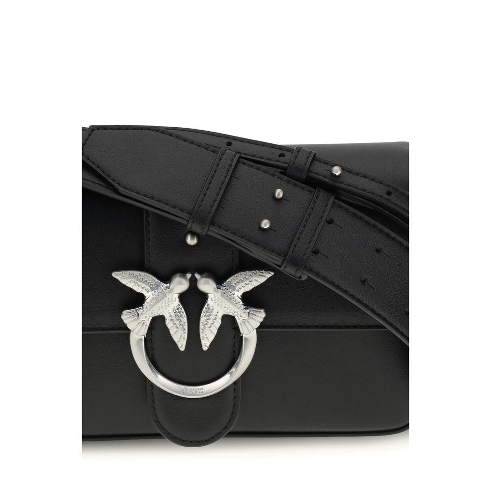 PINKO Mini Love Black Calf Leather Shoulder Bag