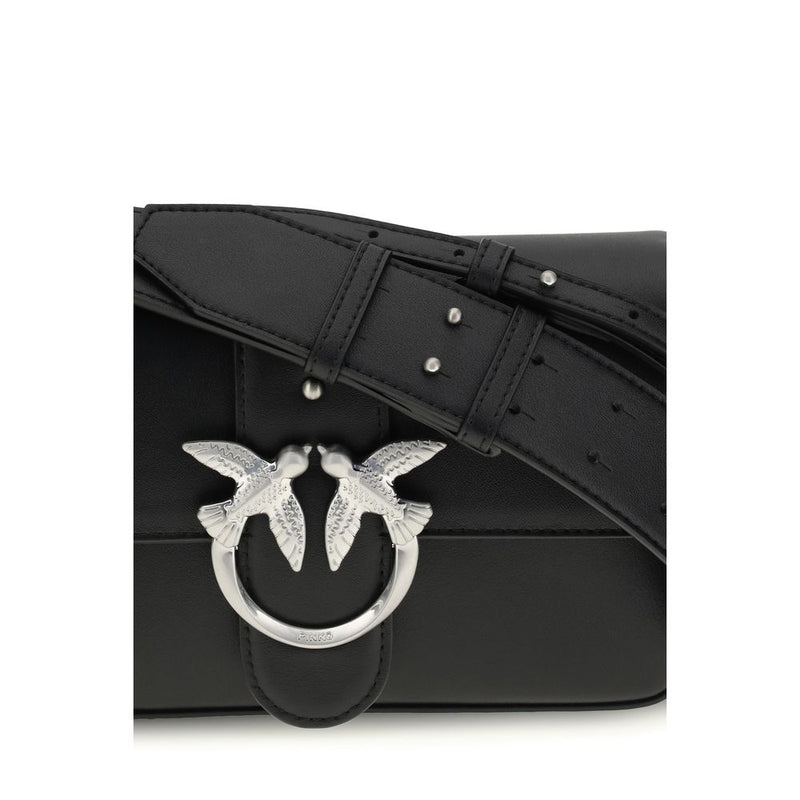 PINKO Mini Love Black Calf Leather Shoulder Bag