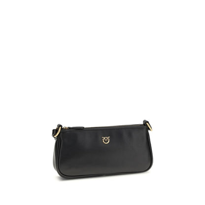 PINKO Black Calf Leather Bos Taurus Shoulder Bag