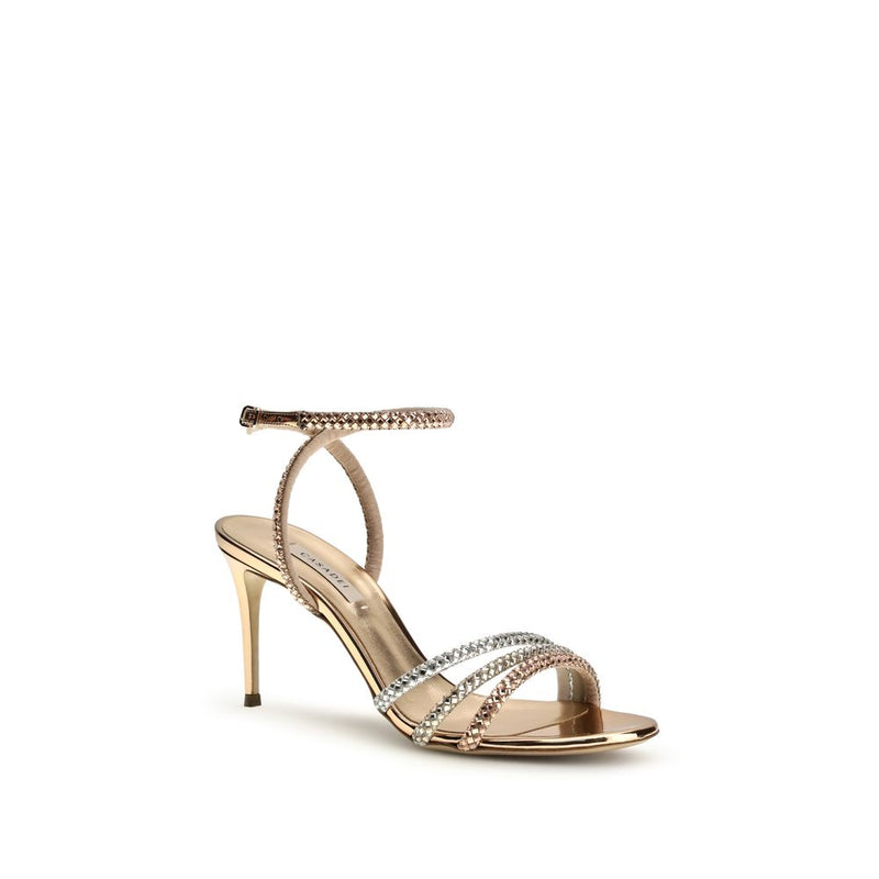Casadei Julia Andromeda Gold Calf Leather Stiletto Heel Sandals