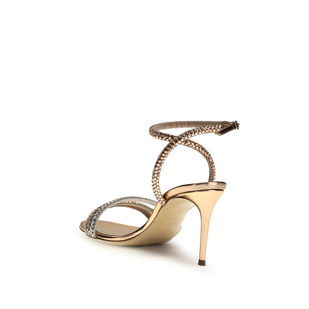 Sandales à Talons Stiletto Casadei Julia Andromeda en Cuir Doré