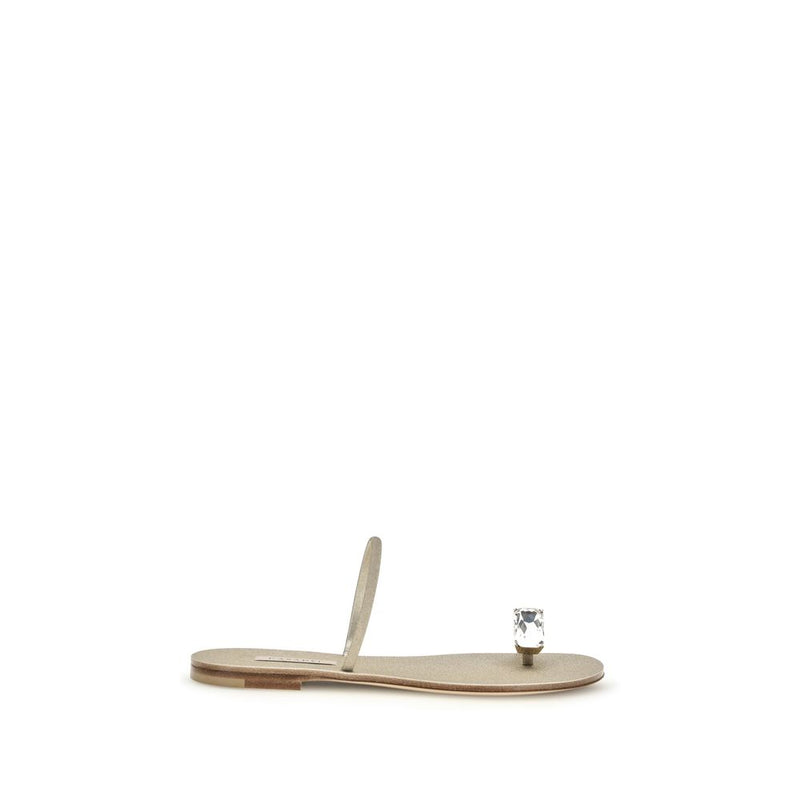 Casadei Soraya Solar Eclipse Gold Calf Leather Flat Sandals