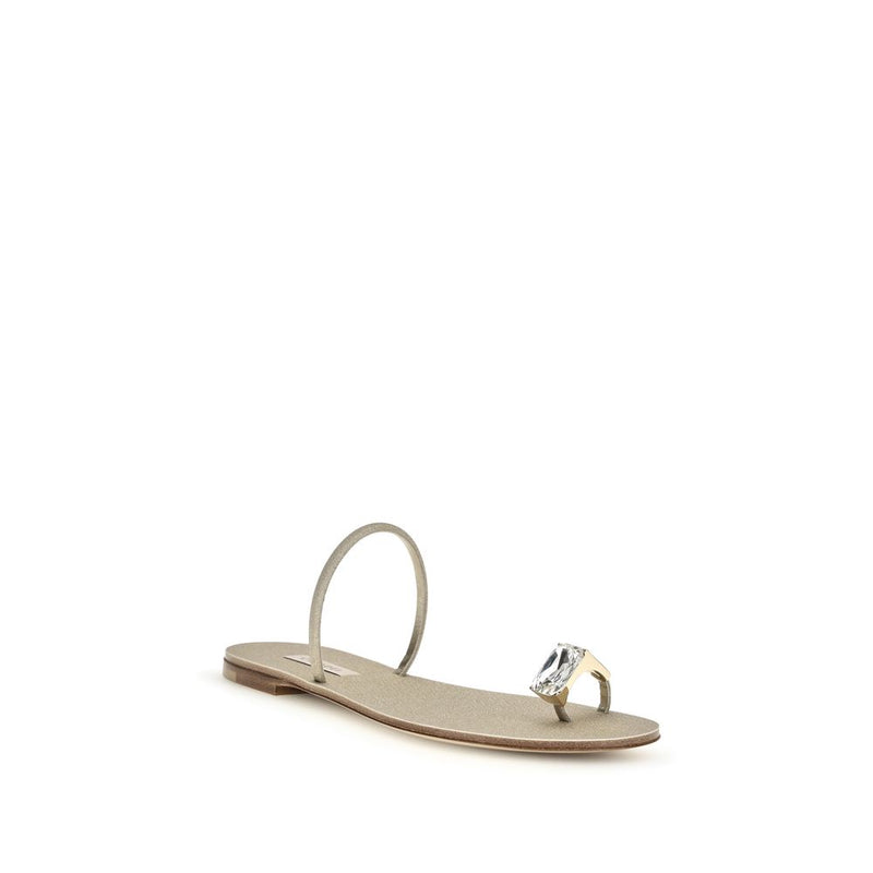 Casadei Soraya Solar Eclipse Gold Calf Leather Flat Sandals