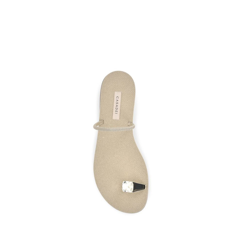 Casadei Soraya Solar Eclipse Gold Calf Leather Flat Sandals
