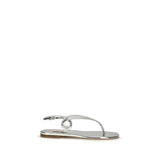 Sandales Plates Josephine en Cuir de Veau Argent Casadei