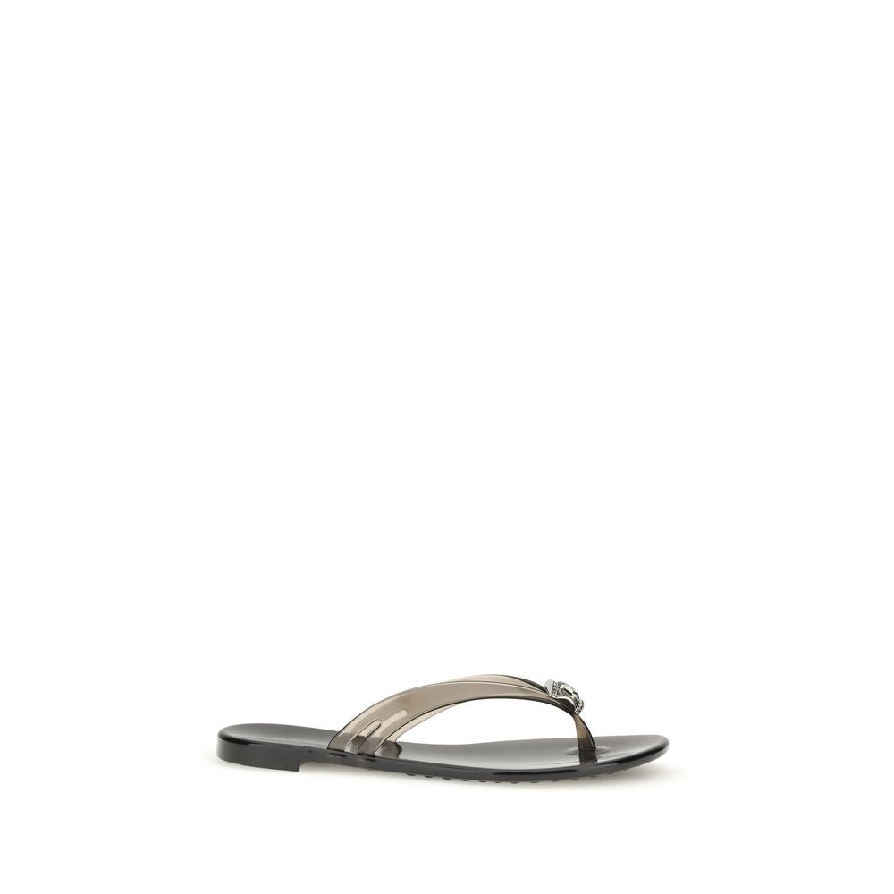 Casadei Black Polyurethane Flat Sandals - Élégance et Confort