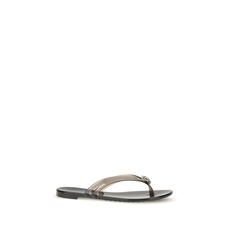 Casadei Black Polyurethane Flat Sandals - Élégance et Confort