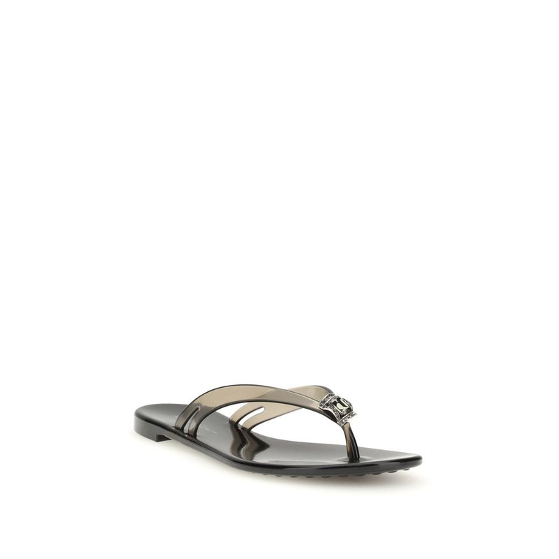 Casadei Black Polyurethane Flat Sandals - Élégance et Confort