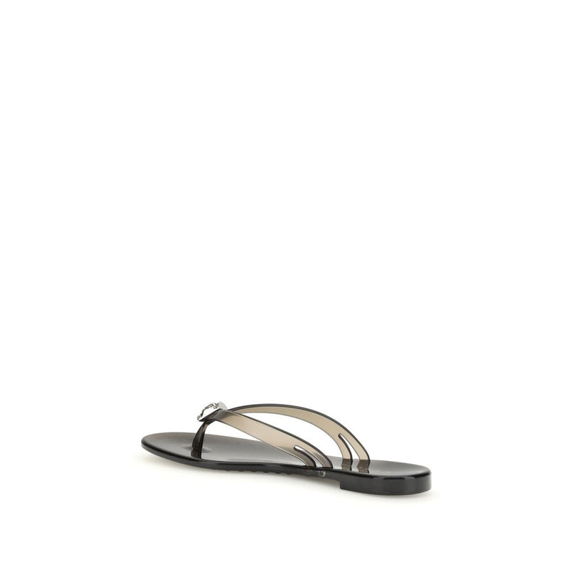 Casadei Black Polyurethane Flat Sandals - Élégance et Confort