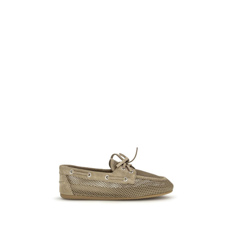 Mocassins à enfiler Bos Taurus en cuir de veau beige Miu Miu