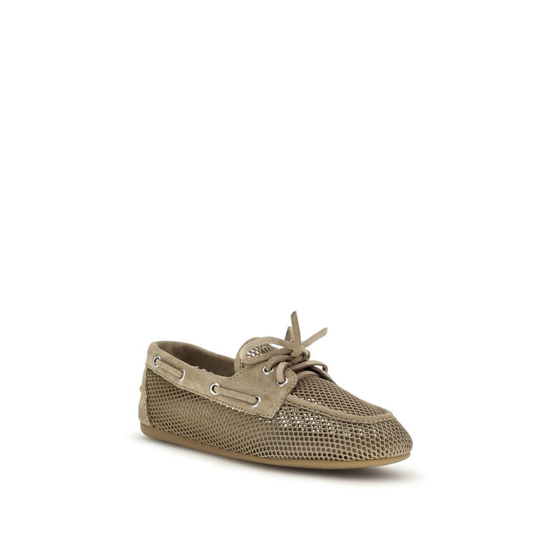 Mocassins à enfiler Bos Taurus en cuir de veau beige Miu Miu