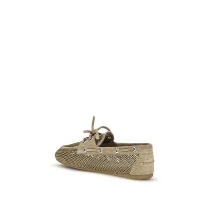 Miu Miu Beige Calf Leather Bos Taurus Slip-On Loafers