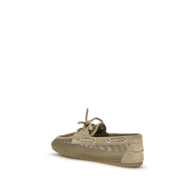 Mocassins à enfiler Bos Taurus en cuir de veau beige Miu Miu