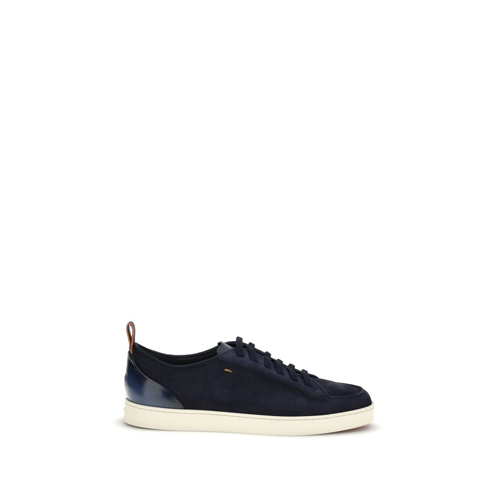 Santoni Montecarlo Blue Calf Leather Low Top Sneakers