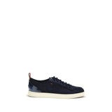 Santoni Montecarlo Blue Calf Leather Low Top Sneakers