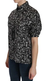 Chemise-blouse noire à col musical de Dolce &amp; Gabbana