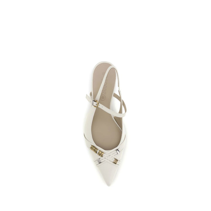 PINKO White Calf Leather Gloria 18 Mid Heel Pumps