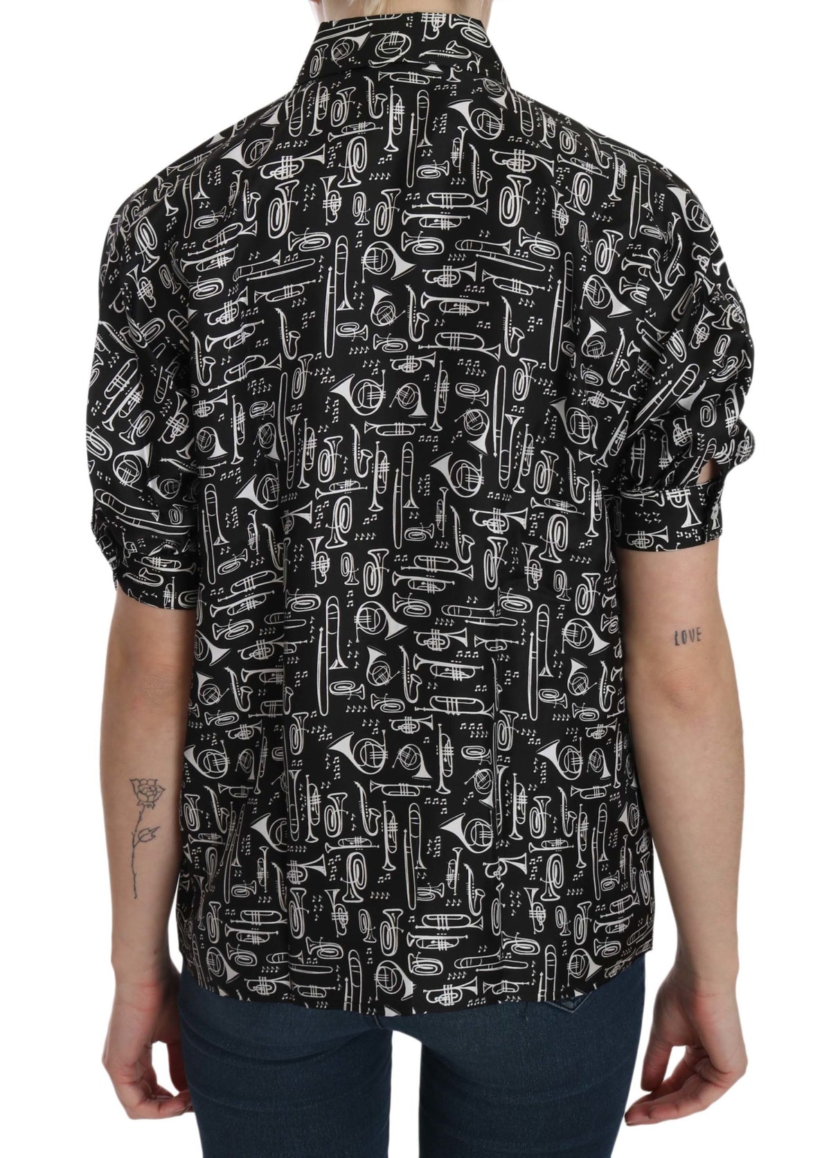 Chemise-blouse noire à col musical de Dolce &amp; Gabbana