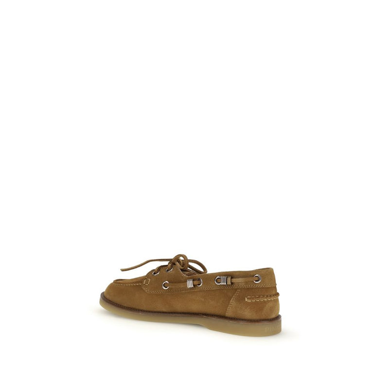 PINKO Brown Calf Leather Bos Taurus Slip-On Loafers for Women
