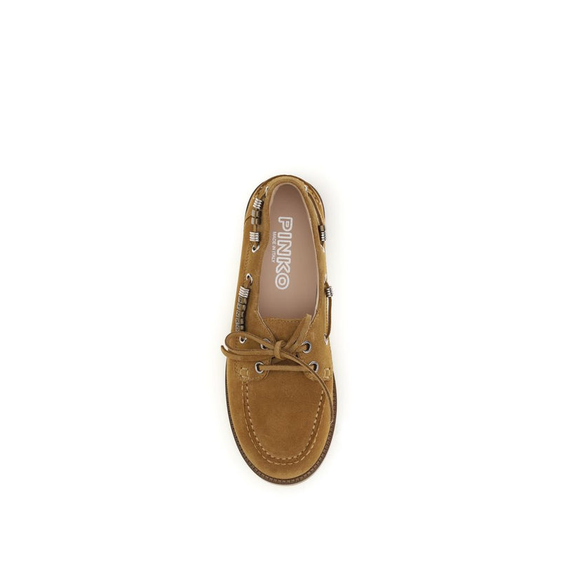 PINKO Brown Calf Leather Bos Taurus Slip-On Loafers for Women