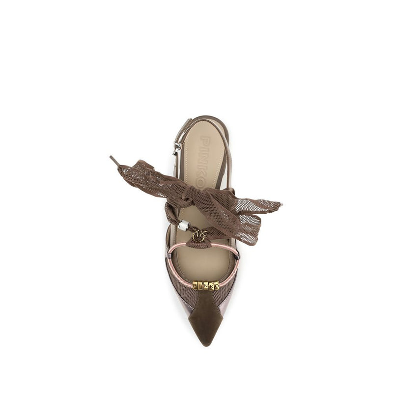 PINKO Gianira Brown Calf Leather Ballet Flats