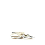 PINKO Gianira Silver Calf Leather Ballet Flats for Women