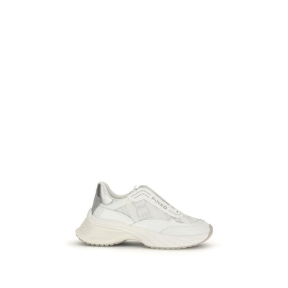 PINKO White Calf Leather Bos Taurus Chunky Sneakers