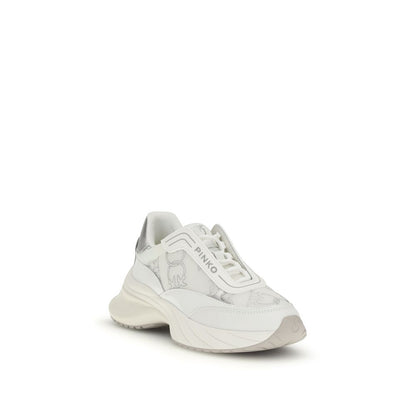 PINKO White Calf Leather Bos Taurus Chunky Sneakers