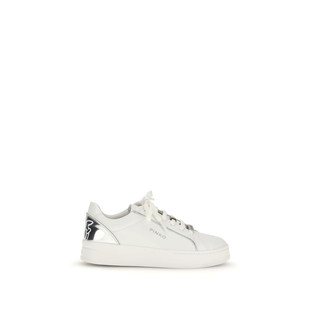 PINKO Iris White Calf Leather Low Top Sneakers