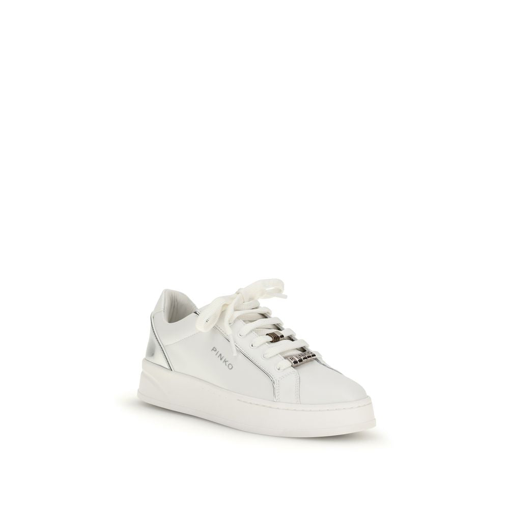 PINKO Iris White Calf Leather Low Top Sneakers