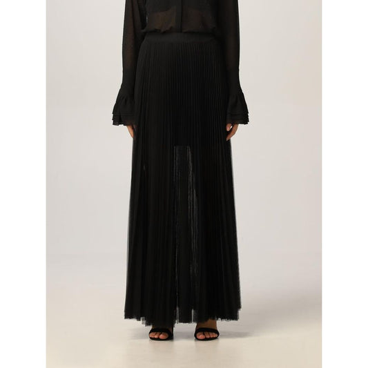 Patrizia Pepe Black Polyester Long Skirt - Elegant Nero Design