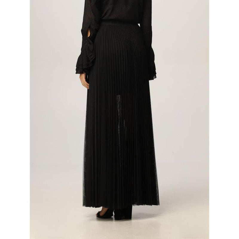 Patrizia Pepe Black Polyester Long Skirt - Elegant Nero Design