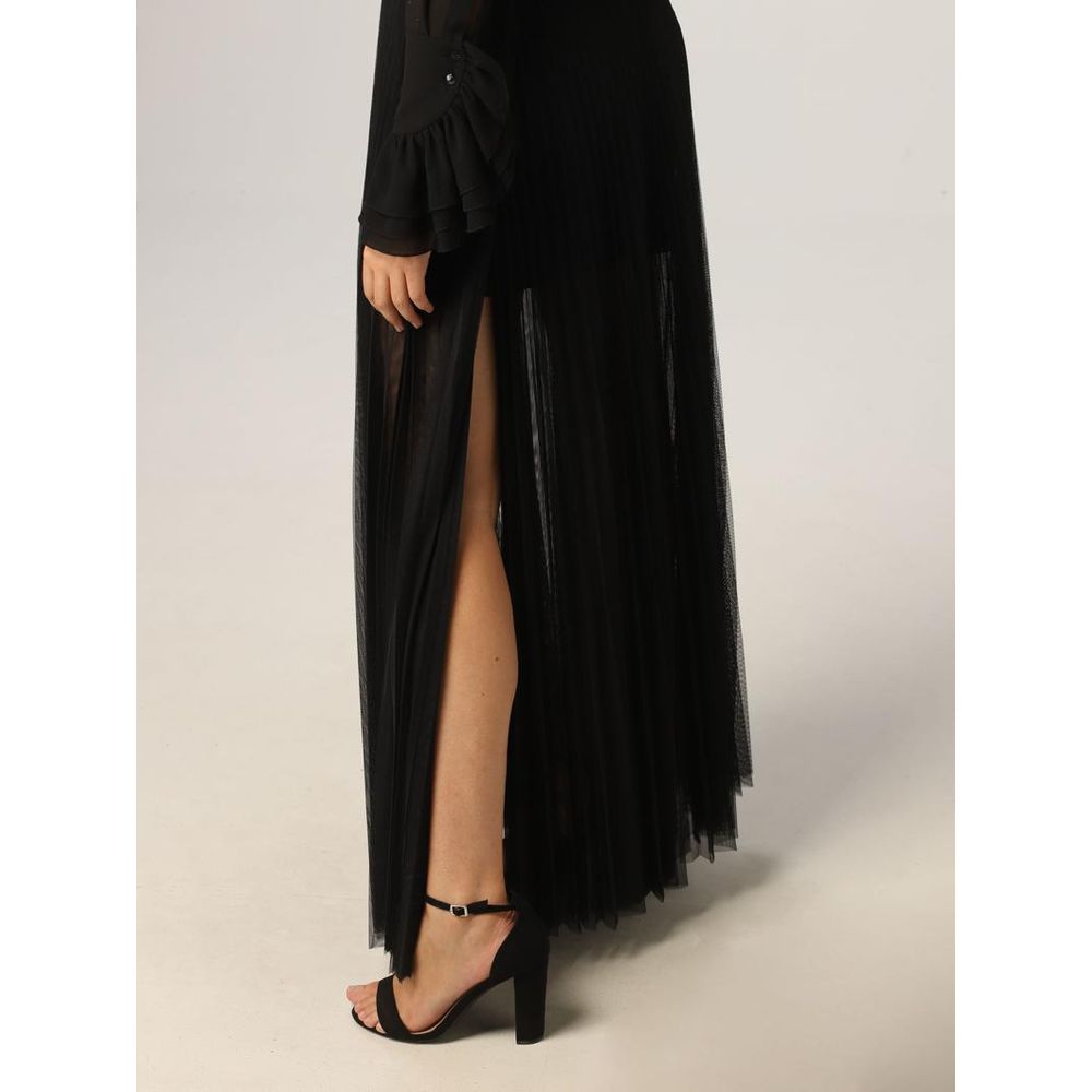 Patrizia Pepe Black Polyester Long Skirt - Élégance et Style