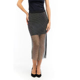 Patrizia Pepe Black Polyester Midi Skirt - Élégant et Polyvalent