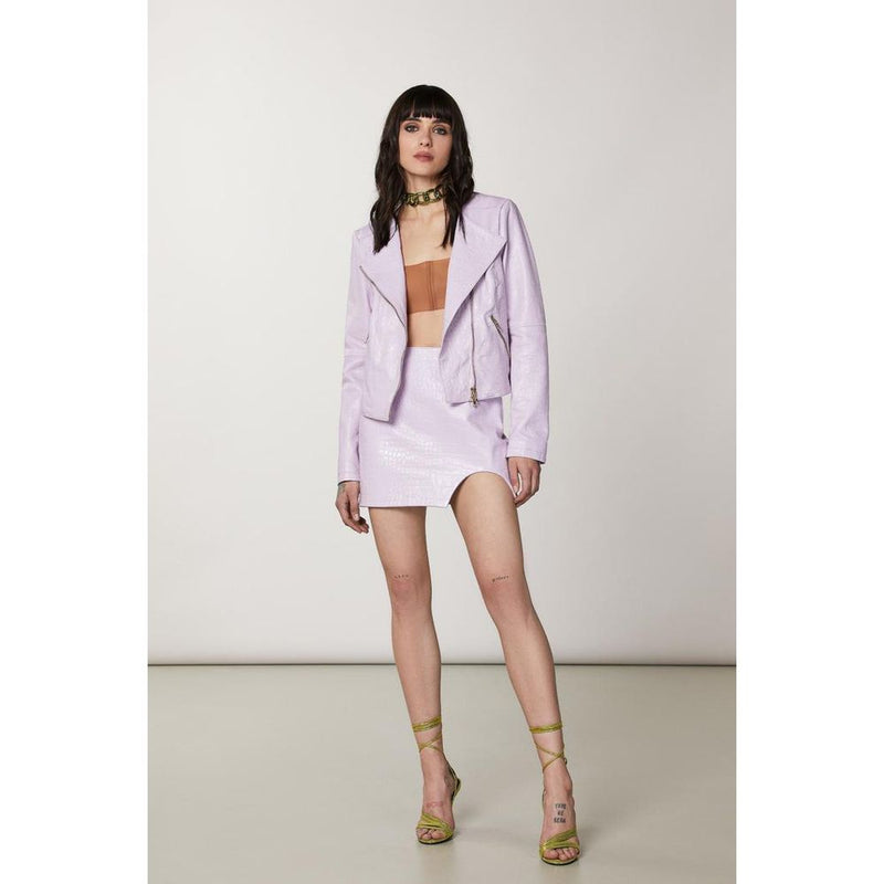 Patrizia Pepe Purple Leather Mini Skirt - Chic & Stylish
